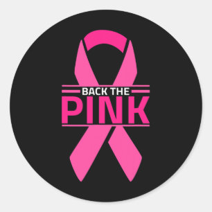 Sticker Rond Reculez Le Ruban Rose Avec Les Papillons