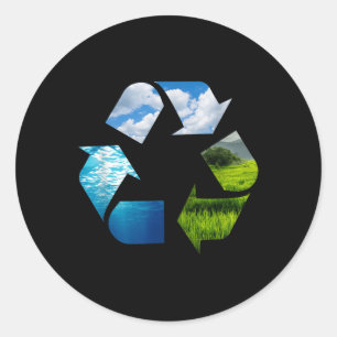 Sticker Rond Recyclage de la planète Terre Protection De l'envi