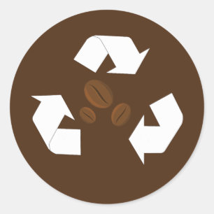 Sticker Rond Recyclage des grains de café Éco produit écologiqu