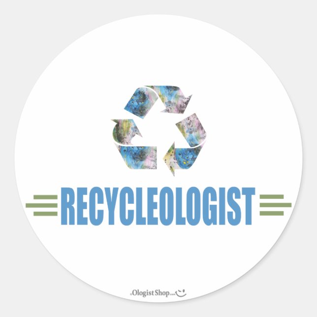 Sticker Rond Recyclage humoristique (Devant)