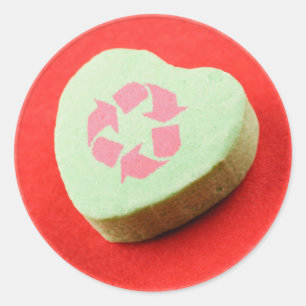 Sticker Rond Recycle Coeur de bonbons