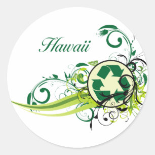 Sticker Rond Recycle Hawaii