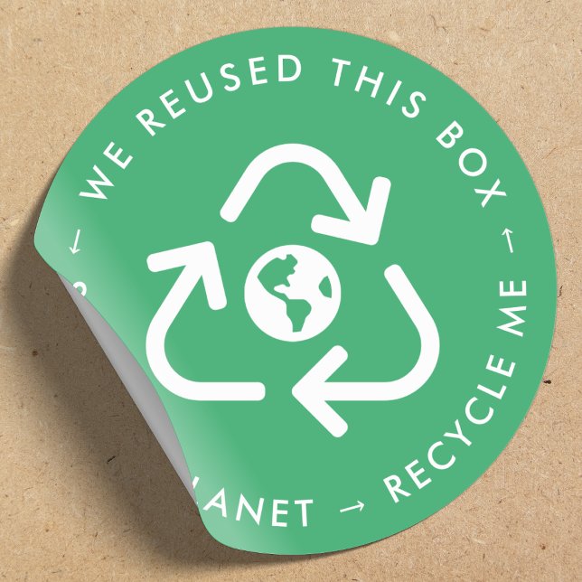 Sticker Rond Recycle Me Reused Packaging Save Planet Green (Créateur téléchargé)