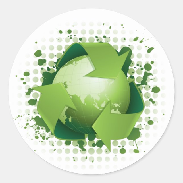 STICKER ROND RECYCLE PLANÈTE VERTE (Devant)