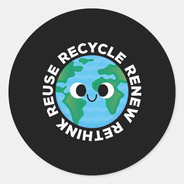 Sticker Rond Recycle Réutiliser Renouveler Repenser la crise De (Devant)