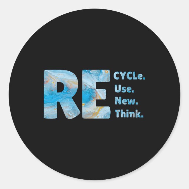 Sticker Rond Recycle Réutiliser Renouveler Repenser la crise De (Devant)