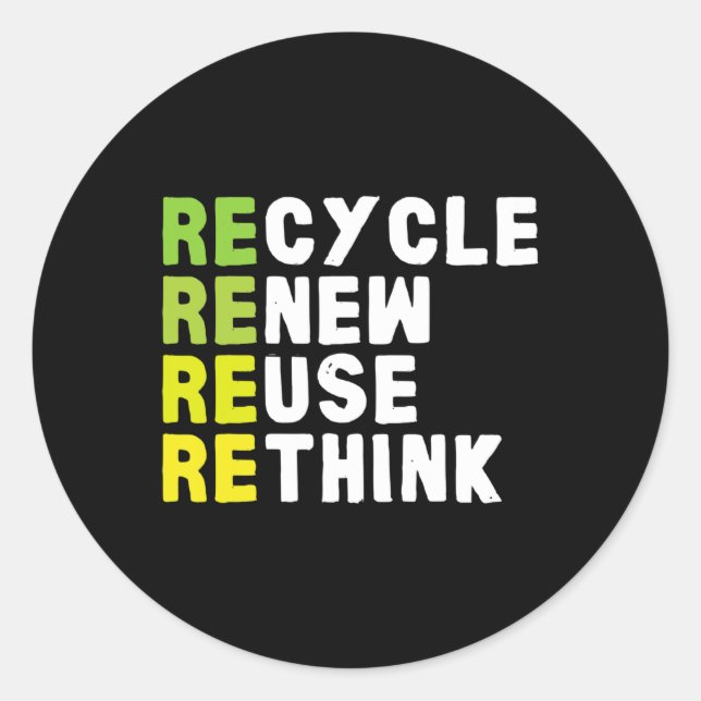 Sticker Rond Recycle Réutiliser Renouveler Repenser la crise De (Devant)