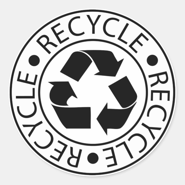 Sticker Rond Recycler le logo noir (Devant)