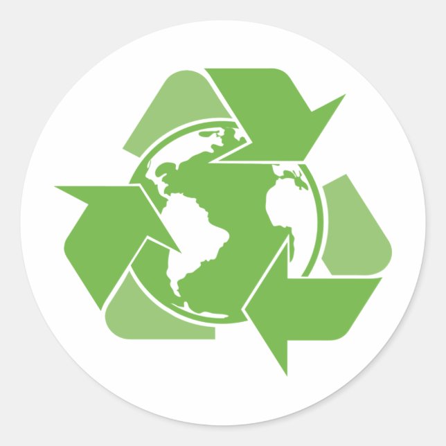 Sticker Rond Recycler le vert de la Terre (Devant)