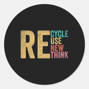 Sticker Rond Recycler réutiliser Renouveler le Jour des terres