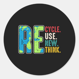Sticker Rond Recycler réutiliser Renouveler l'environnement de
