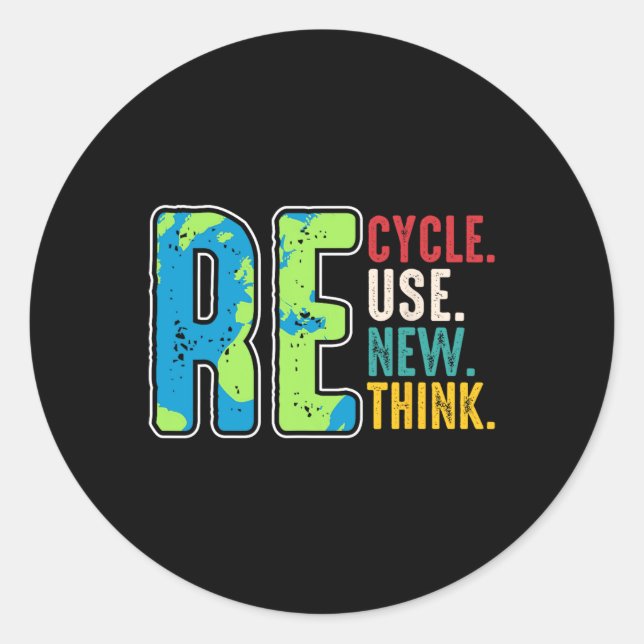 Sticker Rond Recycler réutiliser Renouveler l'environnement de  (Devant)