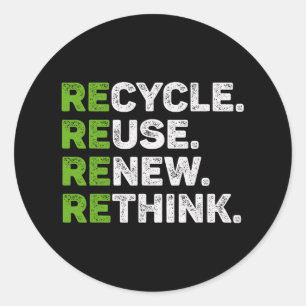 Sticker Rond Recycler réutiliser Renouveler l'environnement de