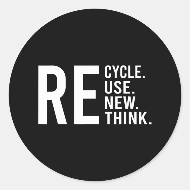 Sticker Rond Recycler Réutiliser Renouveler Repenser Crise De l (Devant)