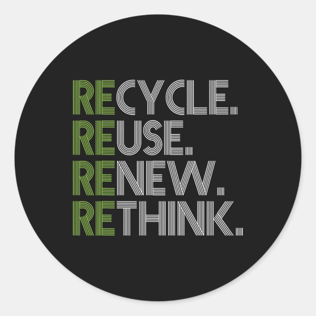 Sticker Rond Recycler Réutiliser Renouveler Repenser Crise De l (Devant)