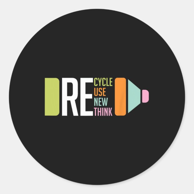 Sticker Rond Recycler Réutiliser Renouveler Repenser Crise De l (Devant)