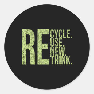 Sticker Rond Recycler Réutiliser Renouveler Repenser Crise De l