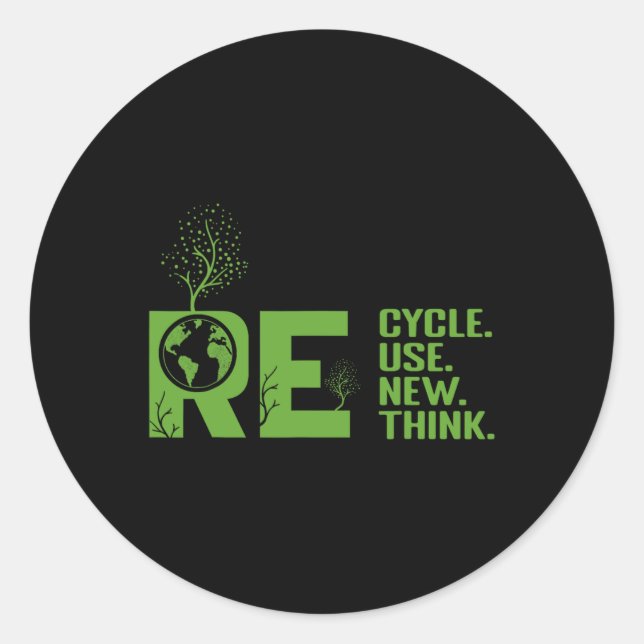 Sticker Rond Recycler Réutiliser Renouveler Repenser Crise De l (Devant)