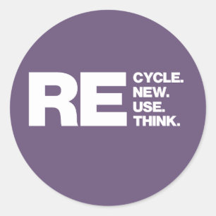 Sticker Rond Recycler Réutiliser Repenser (Edéchet - Plum)