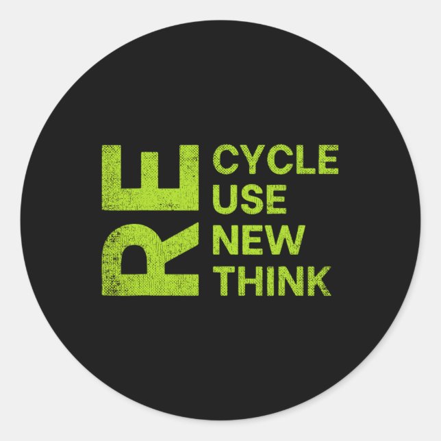 Sticker Rond Recycler Réutiliser Repenser Repenser Repenser Cyc (Devant)
