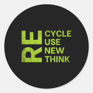 Sticker Rond Recycler Réutiliser Repenser Repenser Repenser Cyc