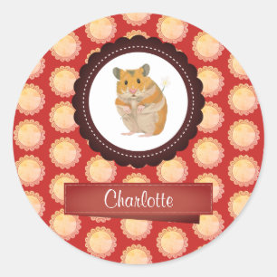 Sticker Rond Red Ajouter Votre Nom Hamster