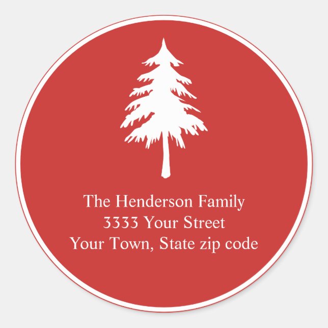 Sticker Rond Red and White Christmas Holiday Adresse de retour (Devant)
