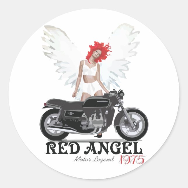 Sticker Rond Red Angel Cafe Racer Motor Legend (Devant)