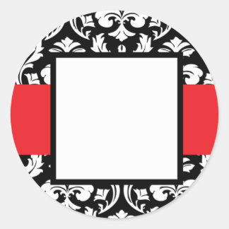 Sticker Rond Red Band Damask