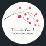 Sticker Rond Red Berry & Twig Rustic Elegant Party Favoriser<br><div class="desc">Red Berry & Twig Rustic Elegant Party Favoriser Stickers. Customisez avec le texte que vous voulez.</div>