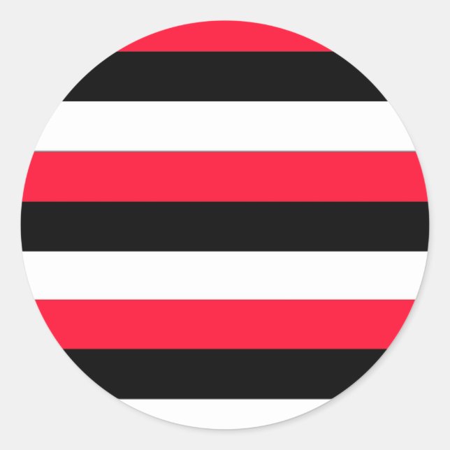 Sticker Rond Red, black and white stripes (Devant)
