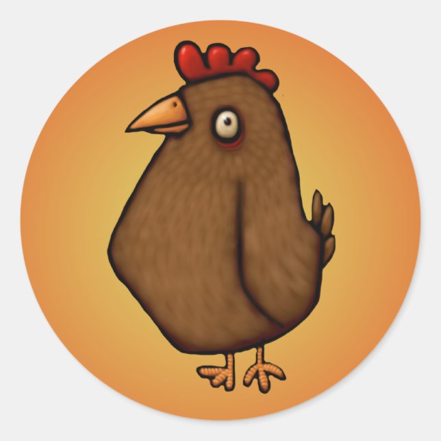 Sticker Rond Red Brown Chicken (Devant)