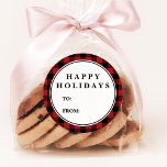Sticker Rond Red Buffalo Plaid Motif Christmas Nom du cadeau<br><div class="desc">Ces autocollants de nom cadeau de Noël motif de buffle rouge sont les étiquettes parfaits pour un cadeau de vacances traditionnel. Le design est composé d'un classique motif de plaid de buffle rouge et noir. Écrivez à la main le nom du destinataire du cadeau et du donneur sur les autocollants...</div>