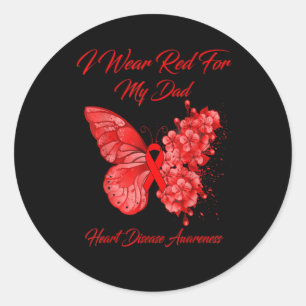 Sticker Rond Red Butterfly Heart disease