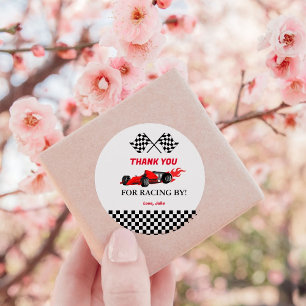 Sticker Rond Red Car Race Baby shower
