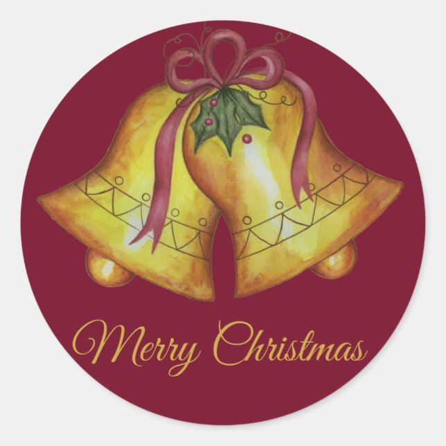 Sticker Rond Red Christmas Bells (Devant)