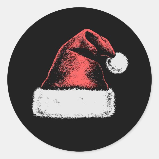 Sticker Rond Red Christmas Hat (Devant)