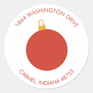 Sticker Rond Red Christmas Orament Holiday Adresse de retour
