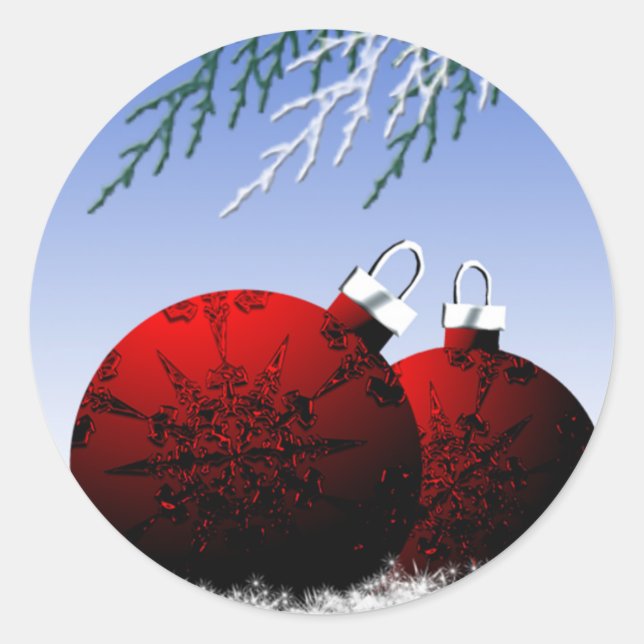 Sticker Rond Red Christmas Ornaments Enveloppe de Noël Seal Xma (Devant)