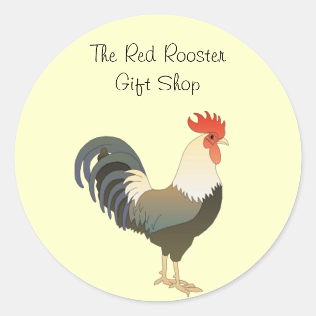 Sticker Rond Red Compostelle Rooster Farm Animal Nom d'entrepri (Devant)