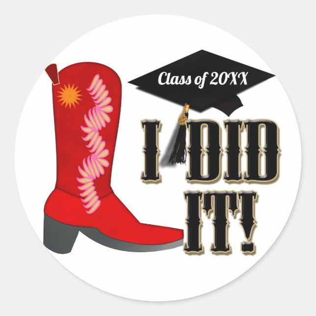 Sticker Rond Red Cowboy Boot Graduation (Devant)