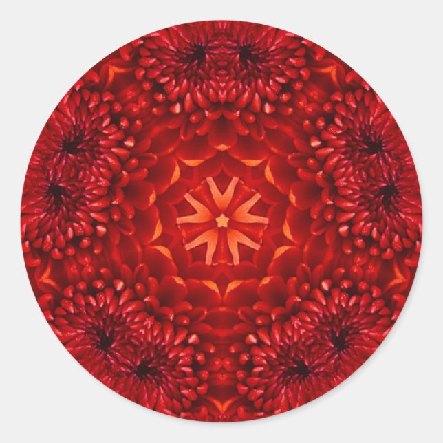 Sticker Rond RED DAHLIA Abstrait Floral (Devant)
