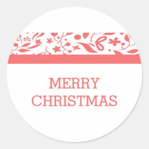 Sticker Rond Red Elegant Foliage Holiday