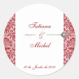 Sticker Rond Red et Pink Damask