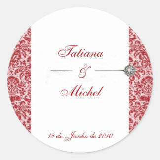 Sticker Rond Red et Pink Damask