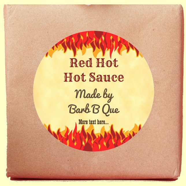 Sticker Rond Red Flames Custom Retro BBQ Hot Sauce (Créateur téléchargé)