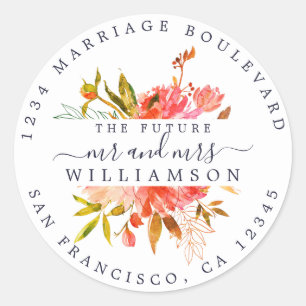 Sticker Rond Red Floral Adresse de retour Enveloppe blanche Sce