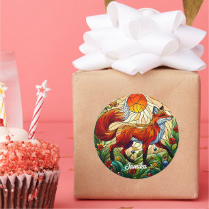 Sticker Rond Red Fox et Sun