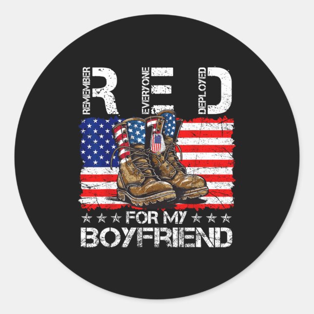 Sticker Rond Red friday for my boyfriend remember everyone depl (Devant)