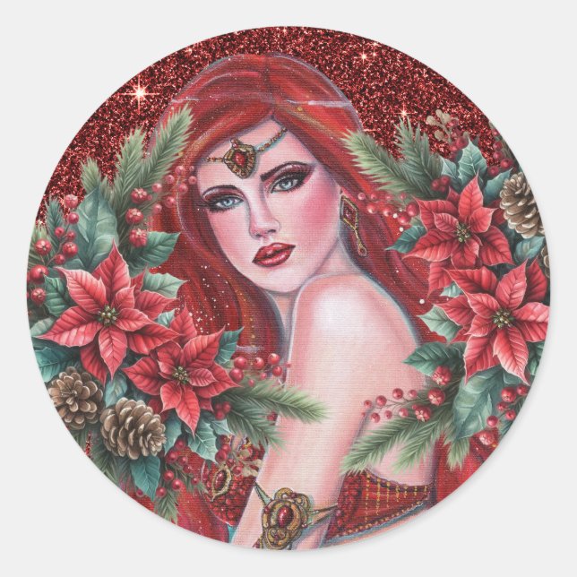 Sticker Rond Red goddess Christmas  (Devant)